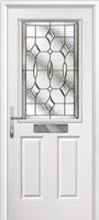 2 Panel 1 Square Brass Art Clarity Composite Front Door in White