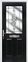 2 Panel 1 Square Crystal Bohemia Composite Front Door in Black