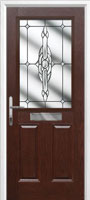 2 Panel 1 Square Crystal Bohemia Composite Front Door in Darkwood