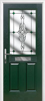 2 Panel 1 Square Crystal Bohemia Composite Front Door in Green