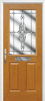 2 Panel 1 Square Crystal Bohemia Composite Front Door in Oak