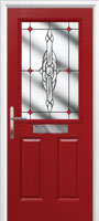 2 Panel 1 Square Crystal Bohemia Composite Front Door in Red