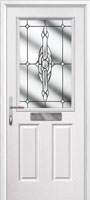 2 Panel 1 Square Crystal Bohemia Composite Front Door in White