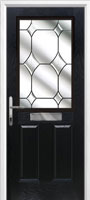 2 Panel 1 Square Crystal Diamond Composite Front Door in Black