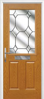 2 Panel 1 Square Crystal Diamond Composite Front Door in Oak