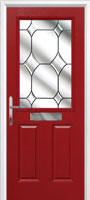 2 Panel 1 Square Crystal Diamond Composite Front Door in Red