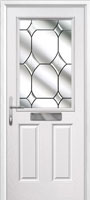 2 Panel 1 Square Crystal Diamond Composite Front Door in White