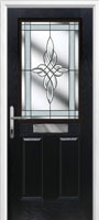 2 Panel 1 Square Crystal Harmony Composite Front Door in Black