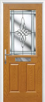2 Panel 1 Square Crystal Harmony Composite Front Door in Oak