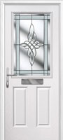 2 Panel 1 Square Crystal Harmony Composite Front Door in White