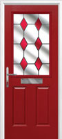 2 Panel 1 Square Drop Diamond Composite Front Door in Red
