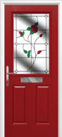 2 Panel 1 Square English Rose Composite Front Door in Red