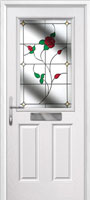 2 Panel 1 Square English Rose Composite Front Door in White