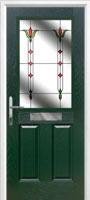 2 Panel 1 Square Fleur Composite Front Door in Green