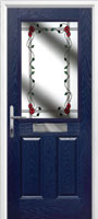 2 Panel 1 Square Mackintosh Rose Composite Front Door in Dark Blue