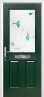 2 Panel 1 Square Murano Composite Front Door in Green