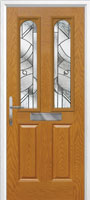 2 Panel 2 Arch Abstract Composite Front Door in Oak