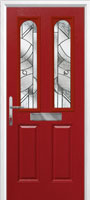 2 Panel 2 Arch Abstract Composite Front Door in Red