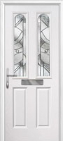 2 Panel 2 Arch Abstract Composite Front Door in White