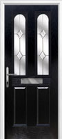 2 Panel 2 Arch Classic Composite Front Door in Black