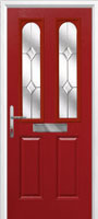 2 Panel 2 Arch Classic Composite Front Door in Red
