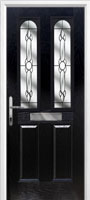 2 Panel 2 Arch Crystal Bohemia Composite Front Door in Black