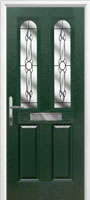 2 Panel 2 Arch Crystal Bohemia Composite Front Door in Green