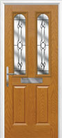 2 Panel 2 Arch Crystal Bohemia Composite Front Door in Oak