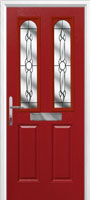 2 Panel 2 Arch Crystal Bohemia Composite Front Door in Red