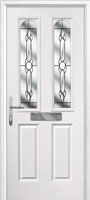 2 Panel 2 Arch Crystal Bohemia Composite Front Door in White