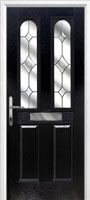 2 Panel 2 Arch Crystal Diamond Composite Front Door in Black