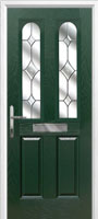 2 Panel 2 Arch Crystal Diamond Composite Front Door in Green