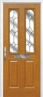 2 Panel 2 Arch Crystal Diamond Composite Front Door in Oak