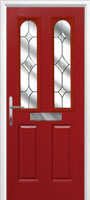 2 Panel 2 Arch Crystal Diamond Composite Front Door in Red