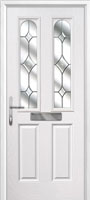 2 Panel 2 Arch Crystal Diamond Composite Front Door in White