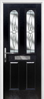 2 Panel 2 Arch Crystal Harmony Composite Front Door in Black