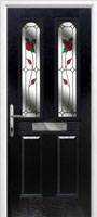 2 Panel 2 Arch English Rose Composite Front Door in Black