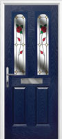 2 Panel 2 Arch English Rose Composite Front Door in Dark Blue
