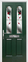 2 Panel 2 Arch English Rose Composite Front Door in Green
