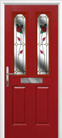 2 Panel 2 Arch English Rose Composite Front Door in Red