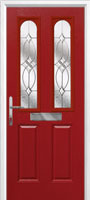 2 Panel 2 Arch Flair Composite Front Door in Red