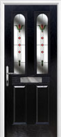 2 Panel 2 Arch Fleur Composite Front Door in Black