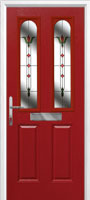 2 Panel 2 Arch Fleur Composite Front Door in Red