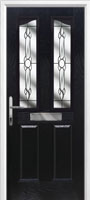 2 Panel 2 Angle Crystal Bohemia Composite Front Door in Black