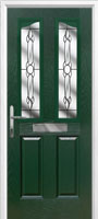 2 Panel 2 Angle Crystal Bohemia Composite Front Door in Green