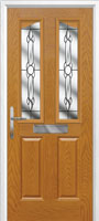 2 Panel 2 Angle Crystal Bohemia Composite Front Door in Oak