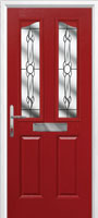 2 Panel 2 Angle Crystal Bohemia Composite Front Door in Red