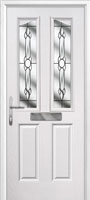 2 Panel 2 Angle Crystal Bohemia Composite Front Door in White