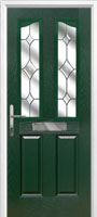 2 Panel 2 Angle Crystal Diamond Composite Front Door in Green