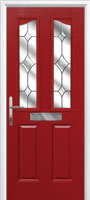 2 Panel 2 Angle Crystal Diamond Composite Front Door in Red